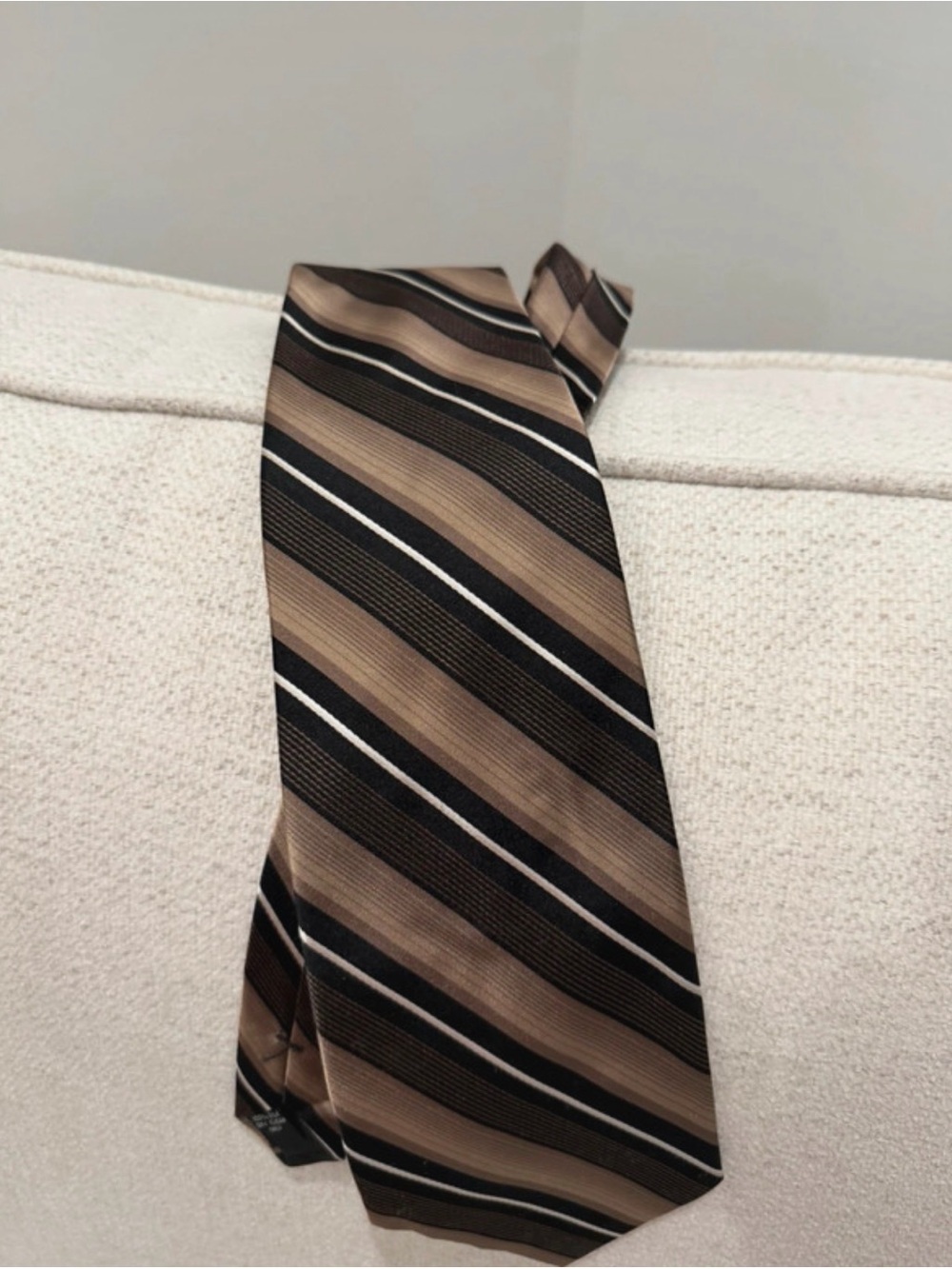 Striped Brown and Black Mens Tie Versatile Office Style Silk